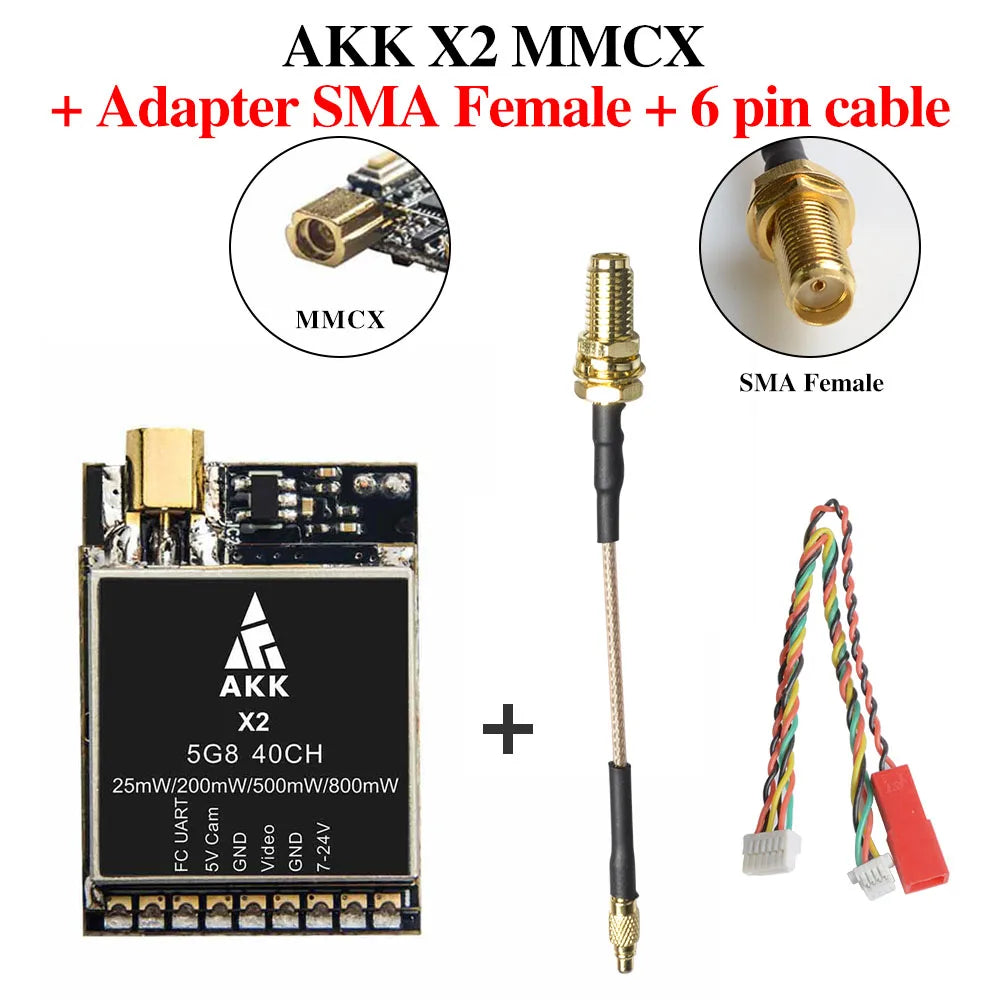 AKK X2P/X2 5.8Ghz 40CH VTX - 0.01mW/25mW/200mW/500mW/800mW Switchable FPV Video Transmitter Compatible Betaflight OSD FC — изображение 9