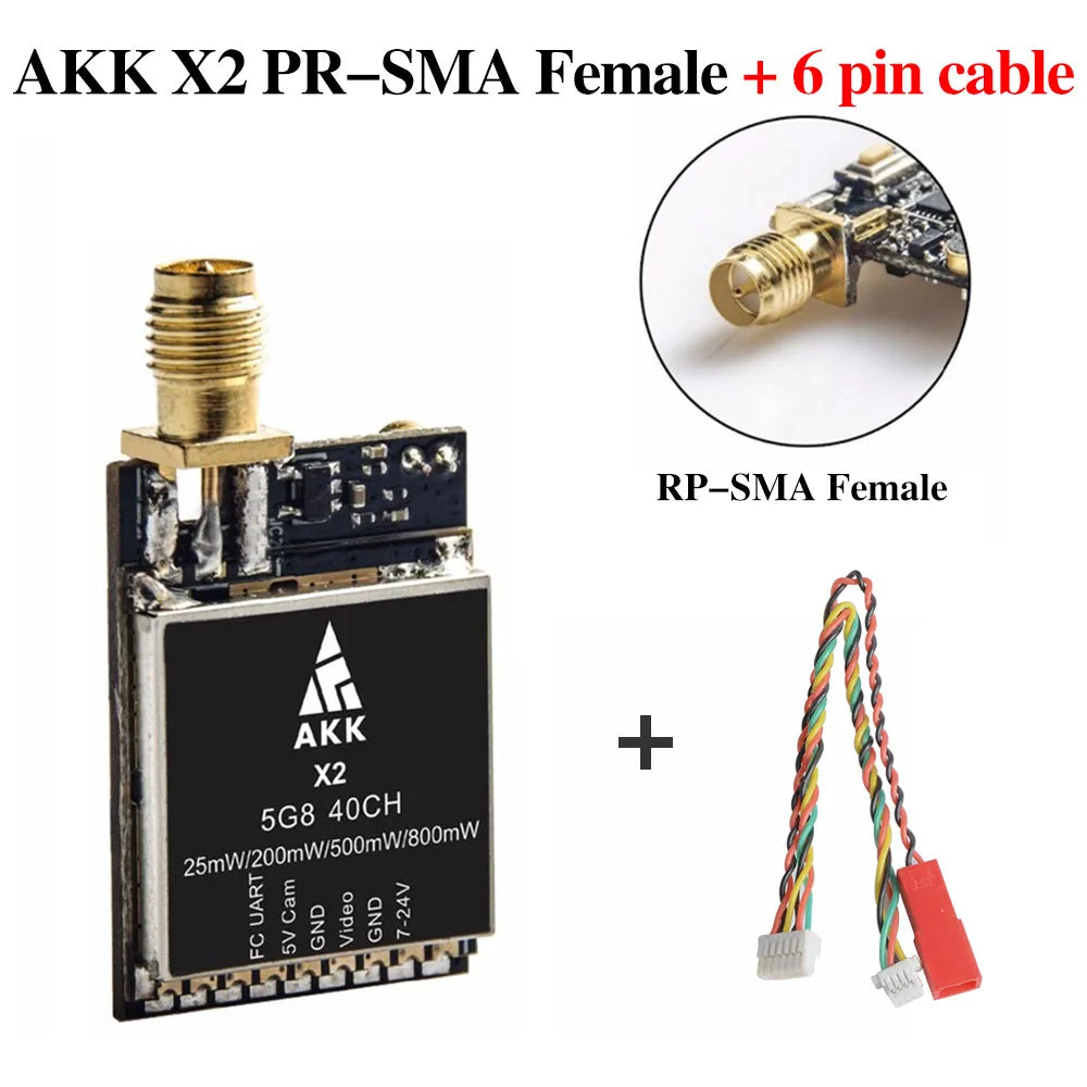 AKK X2P/X2 5.8Ghz 40CH VTX - 0.01mW/25mW/200mW/500mW/800mW Switchable FPV Video Transmitter Compatible Betaflight OSD FC — изображение 8