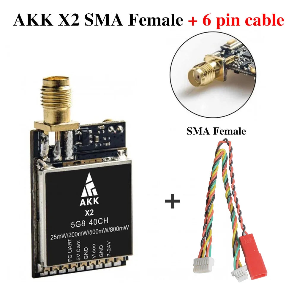 AKK X2P/X2 5.8Ghz 40CH VTX - 0.01mW/25mW/200mW/500mW/800mW Switchable FPV Video Transmitter Compatible Betaflight OSD FC — изображение 7