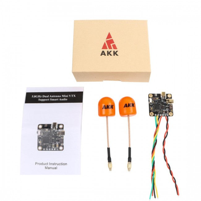 AKK New Era Dual Antenna VTX - 5.8GHZ 7-30V 25mW 50mW 200mW 400mW Power Switchable OSD FPV Video Transmitter with MIC — изображение 6