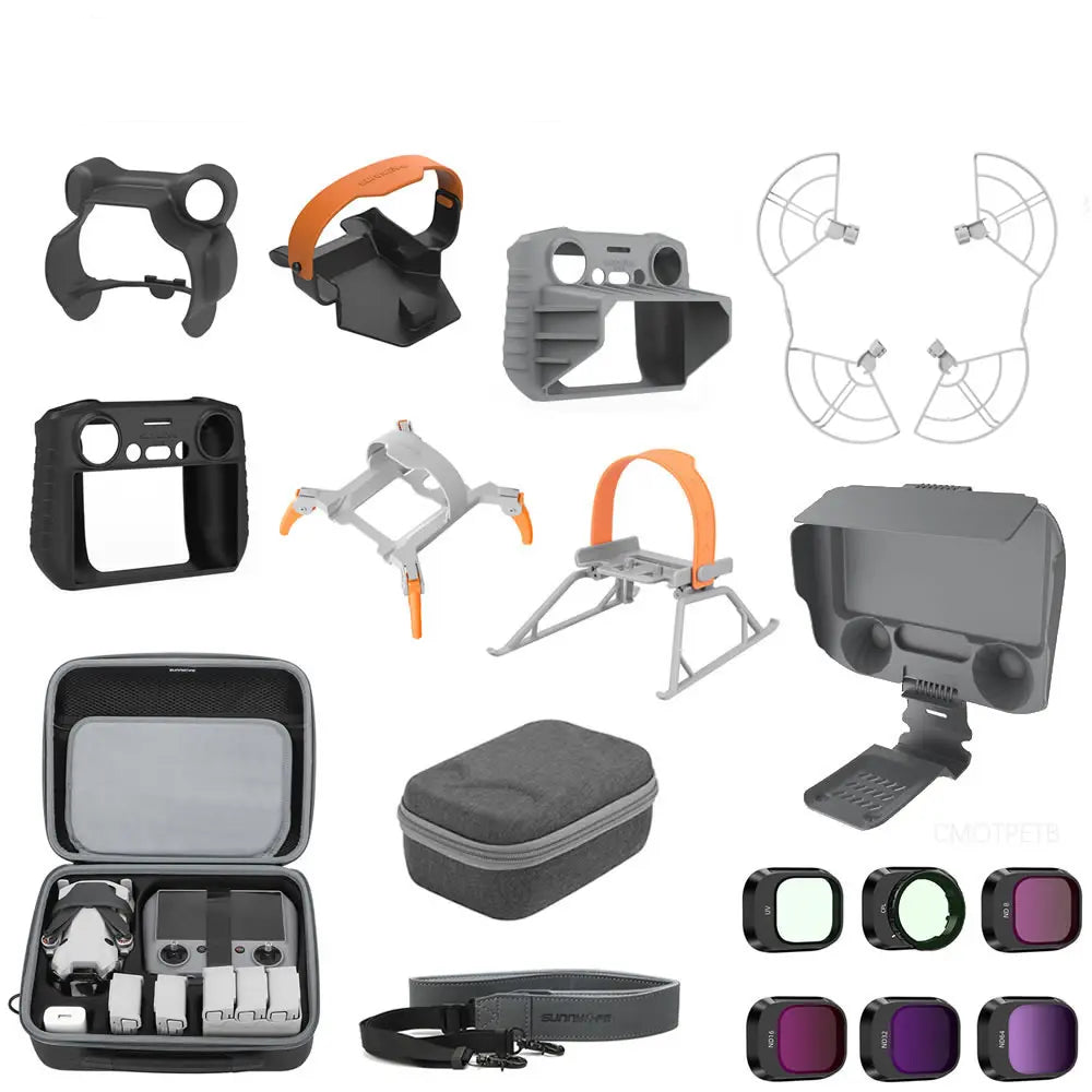 Accessories Kit for DJI Mini 4 Pro - Landing Gear Lens Cap Propeller Guard Cage Holder Filter RC 2 Controller Silicone Case bag 1 Accessories Kit for DJI Mini 4 Pro - Landing Gear Lens Cap Propeller Guard Cage Holder Filter RC 2 Controller Silicone Case bag