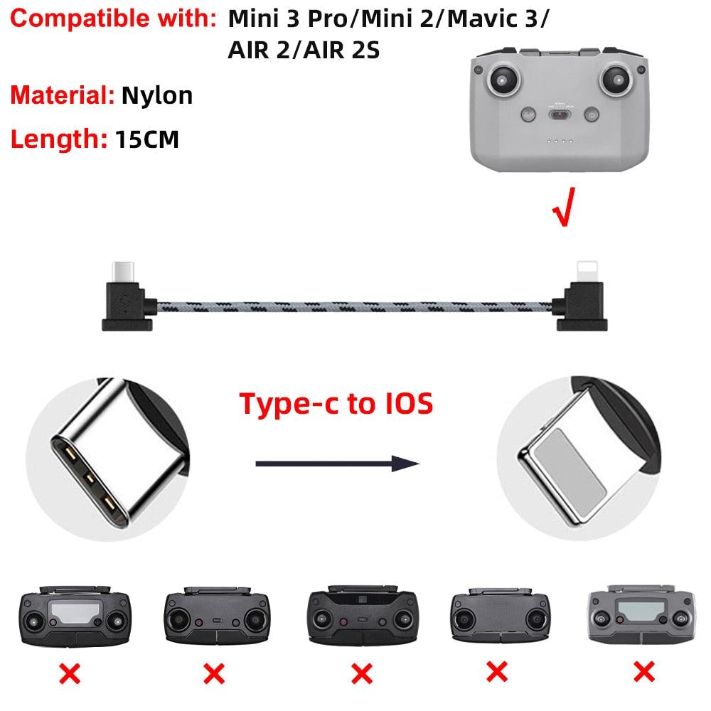 Data Cable OTG Remote Controller to Phone Tablet Connector USB TypeC IOS Extend for DJI Mavic MINI/2/3 Pro/SE/Pro/Air/Mavic 2/3 13 Data Cable OTG Remote Controller to Phone Tablet Connector USB TypeC IOS Extend for DJI Mavic MINI/2/3 Pro/SE/Pro/Air/Mavic 2/3 - Image 13