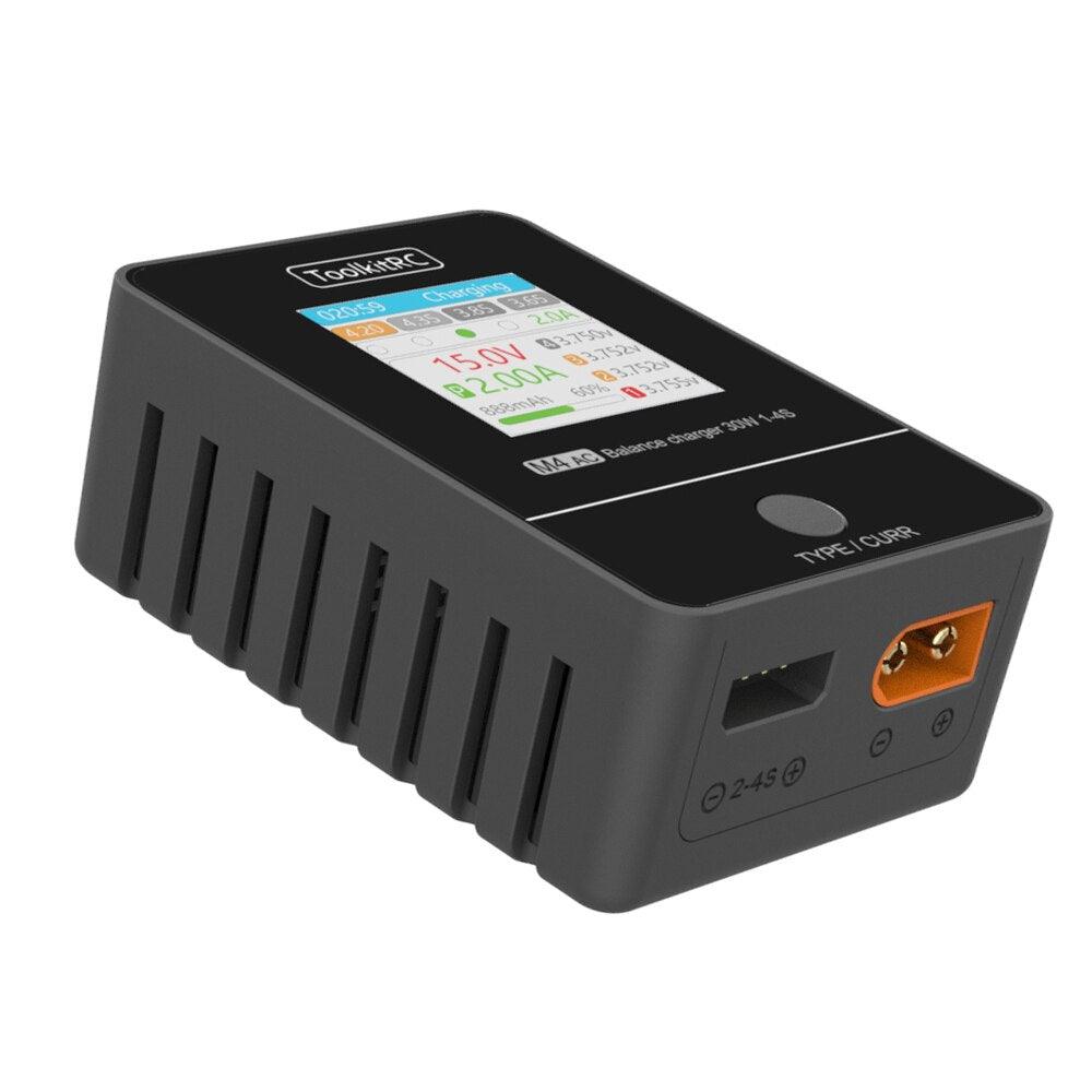 ToolkitRC M4AC 30W LiPO LiFE LiHV Compact AC Charger 1-4S XT30/ XT60 Interface for RC Model FPV Racing Freestyle Drone Batteries - Image 5