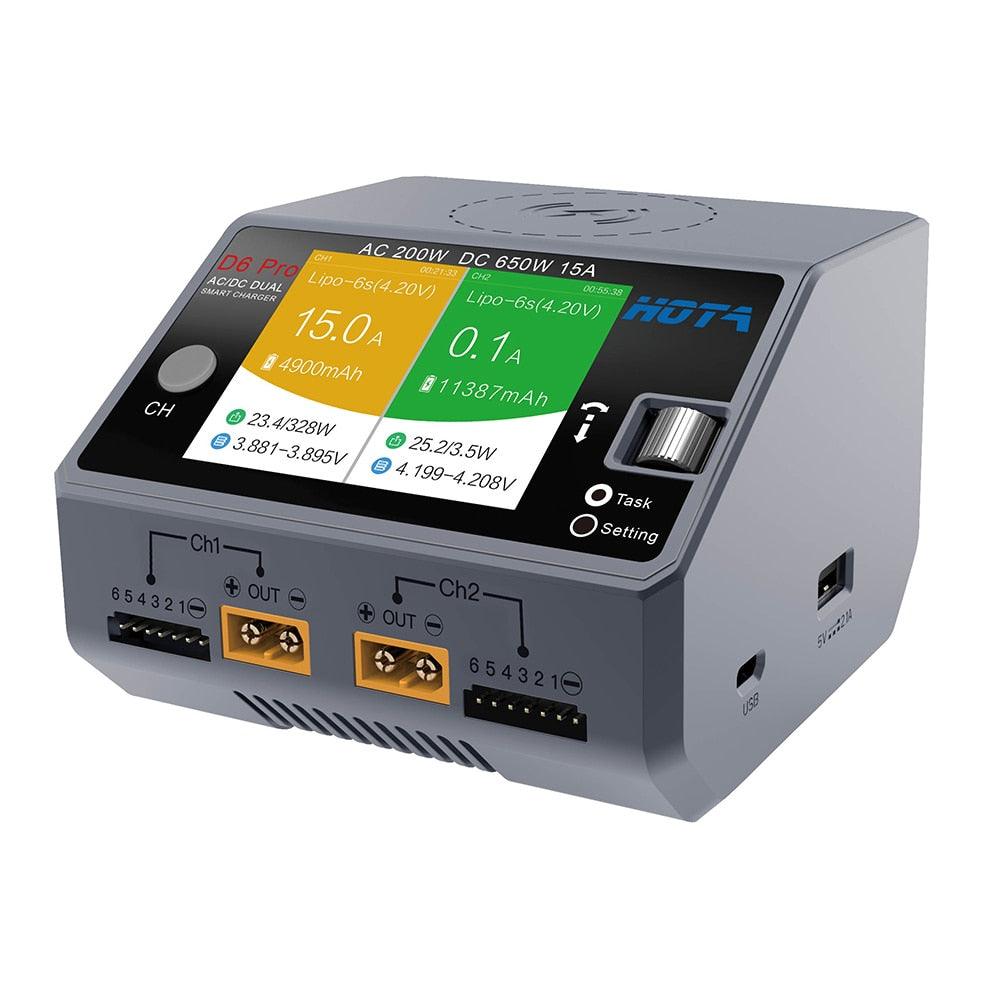 HOTA D6 Pro Charger - AC 200W DC 650W 15A D6 DC 2X325W 2X15 Charger With Wireless Charging for NiZn/Nicd/NiMH Battery Drone Battery
