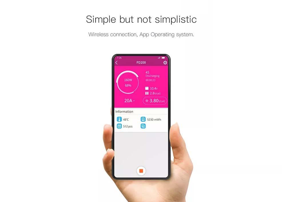 ISDT FD-200 Smart Control Discharger - 200W 25A Wireless APP Control Discharger Capacity 2-8S Lipo Battery Discharging Drone Charger — изображение 4