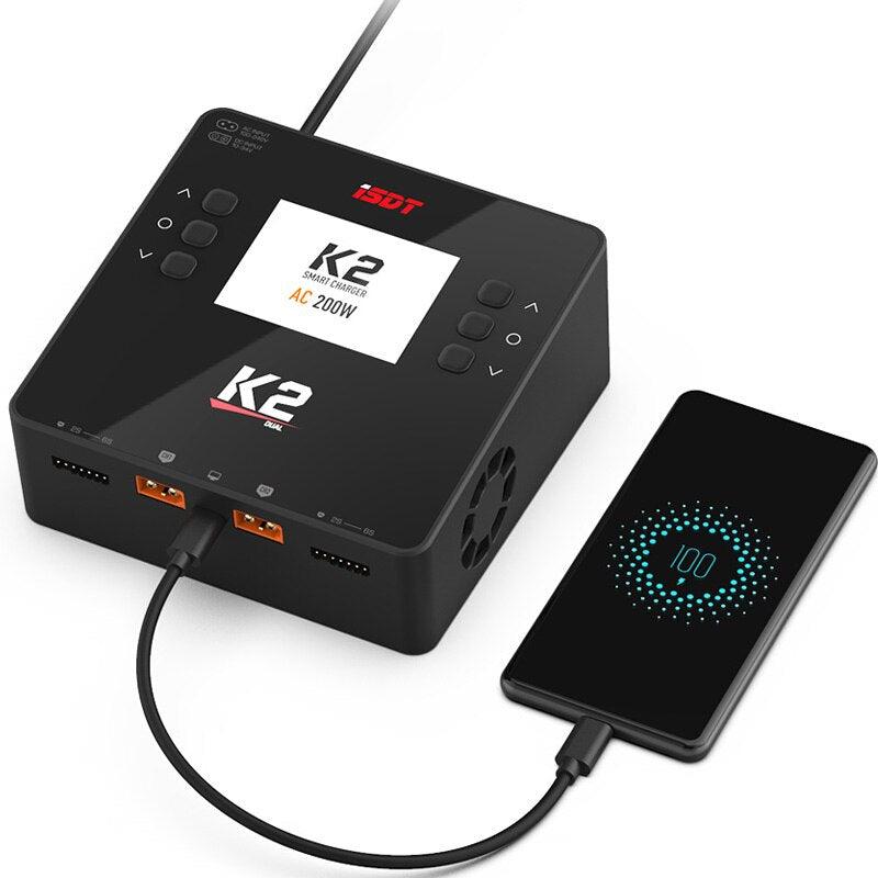 ISDT K2 Charger - AC 200W DC 500W*2 Dual Channel Balance Lipo Discharger Charger for Lipo NiMh Pb Battery RC FPV Racing Drone Charger 2 ISDT K2 Charger - AC 200W DC 500W*2 Dual Channel Balance Lipo Discharger Charger for Lipo NiMh Pb Battery RC FPV Racing Drone Charger - Image 2