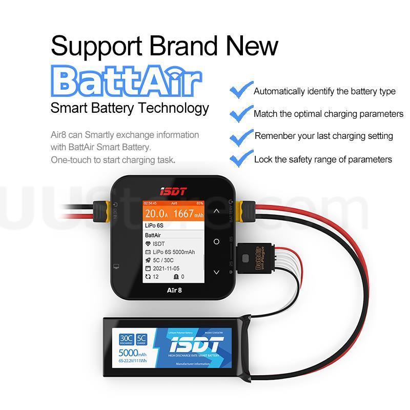 ISDT Air8  Charger - Lipo power Balance Battery Charger Discharger 20A 500W DC 1-8S Li-Po Li-Hv Li-Ion Li-Fe NiMH Ni-Cd Pb FPV Drone Charger — изображение 3