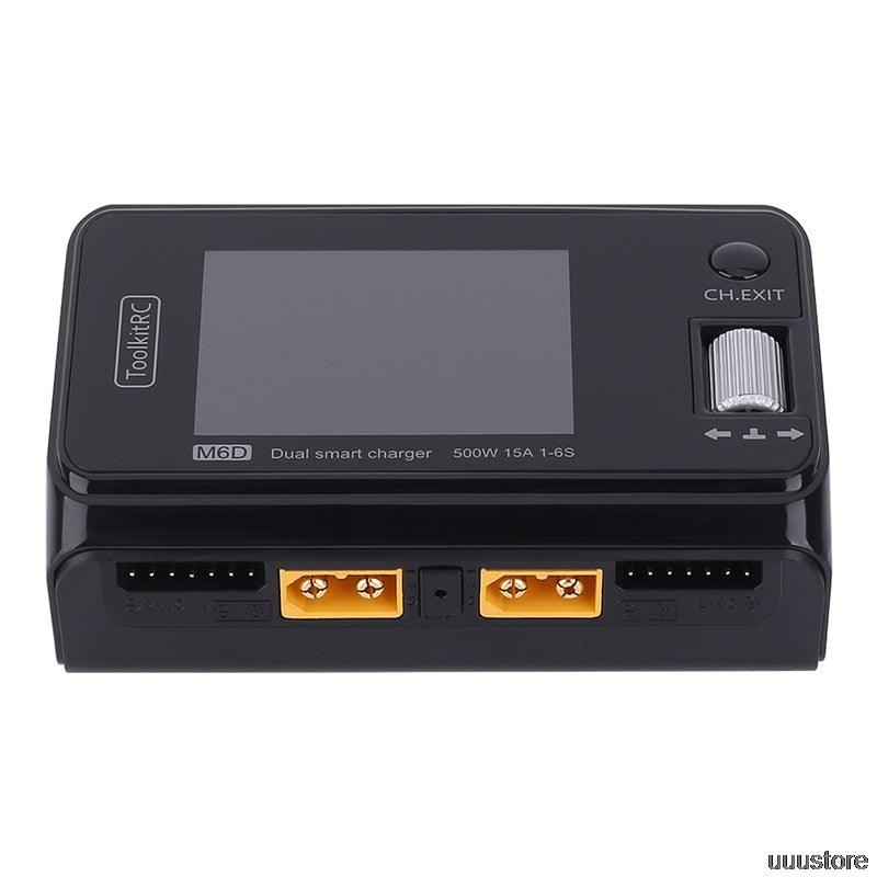 ToolkitRC M6D Charger - 500W 15A DC Dual Channel MINI Smart Charger Discharger For 1-6S Lipo Battery FPV Model Spare Part Replace M8 Drone Battery Charger — изображение 4