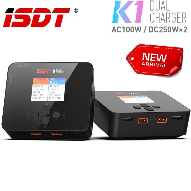 ISDT K1 Charger - AC 100W DC 250W/10Ax2 Dual Channel Balance Charger Discharger for Lipo LiFe LiHv Battery FPV Drone Charger 3 ISDT K1 Charger - AC 100W DC 250W/10Ax2 Dual Channel Balance Charger Discharger for Lipo LiFe LiHv Battery FPV Drone Charger - صورة ISDT K1 Charger - AC 100W DC 250W/10Ax2 Dual Channel Balance Charger Discharger for Lipo LiFe LiHv Battery FPV Drone Charger - صورة 3