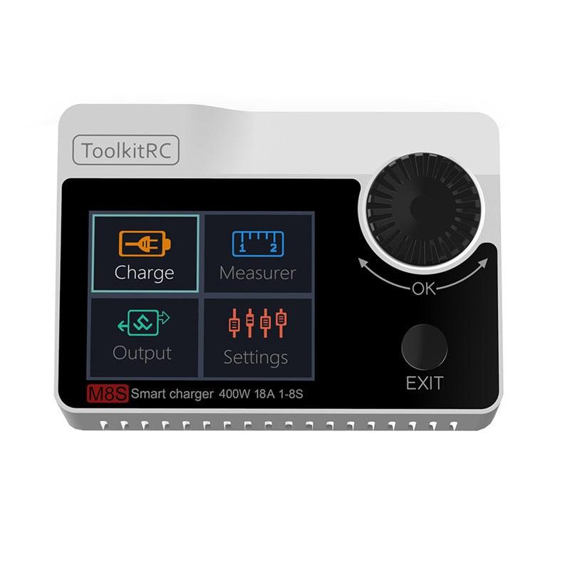 ToolkitRC M8S Charger - 400W 18A 2.4 TFT inch Color LCD Screen Balance Charger Discharger for 2S - 8S Lipo For Rc racing drone battery charger 6 ToolkitRC M8S Charger - 400W 18A 2.4 TFT inch Color LCD Screen Balance Charger Discharger for 2S - 8S Lipo For Rc racing drone battery charger — изображение 6