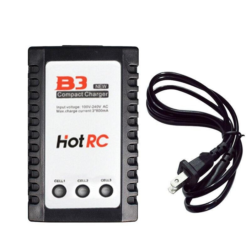 HotRC B3 Lipo Battery 7.4V 11.1V - 2S 3S AC 10W Balance Charger 110V-240V Compact Charging EU US Plug Power Cable Warning RC Parts