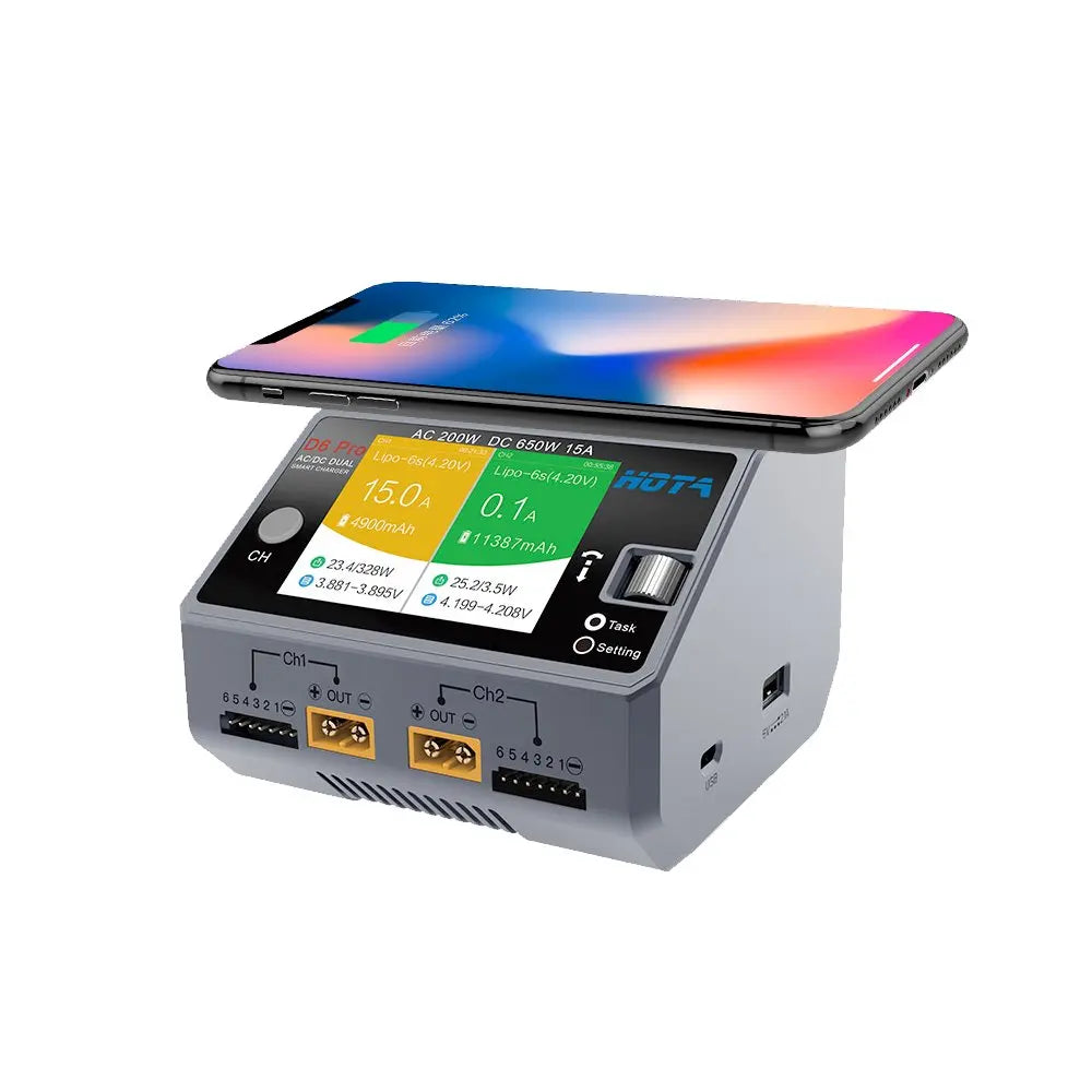 HOTA D6 Pro 325W 15A 1-6S Dual Channel AC/DC Smart Charger - W/ Wireless Charging Smart Battery Charger Lithium Balance High Power 3 HOTA D6 Pro 325W 15A 1-6S Dual Channel AC/DC Smart Charger - W/ Wireless Charging Smart Battery Charger Lithium Balance High Power - Image 3