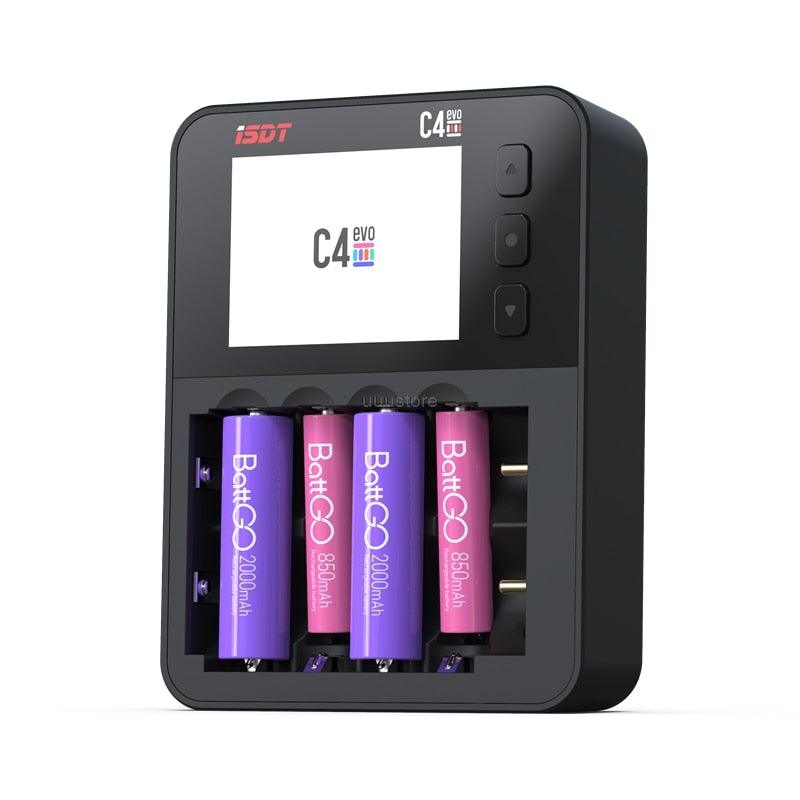 ISDT C4 EVO Smart Battery Charger - with Type-C QC3.0 Output for AA AAA Li-ion Battery with IPS Display Screen and Fire Prevention 1 ISDT C4 EVO Smart Battery Charger - with Type-C QC3.0 Output for AA AAA Li-ion Battery with IPS Display Screen and Fire Prevention