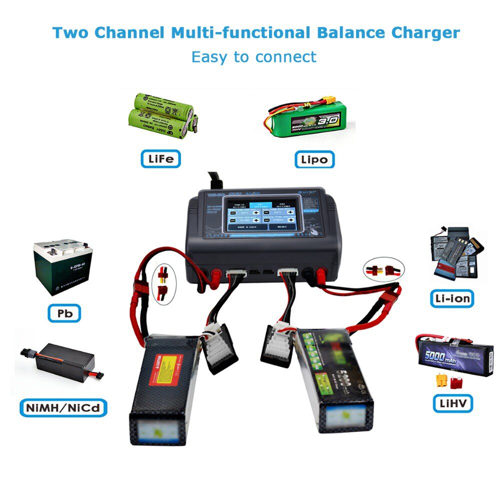 HTRC T400/T240/T150 Lipo Charger - Dual Channel Touch Screen Balance Discharger AC 200W DC 400W Battery Charger For RC Model Toys — изображение 7