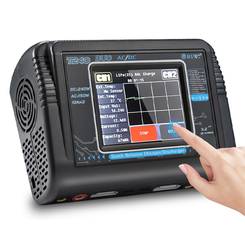 HTRC T400/T240/T150 Lipo Charger - Dual Channel Touch Screen Balance Discharger AC 200W DC 400W Battery Charger For RC Model Toys — изображение 6