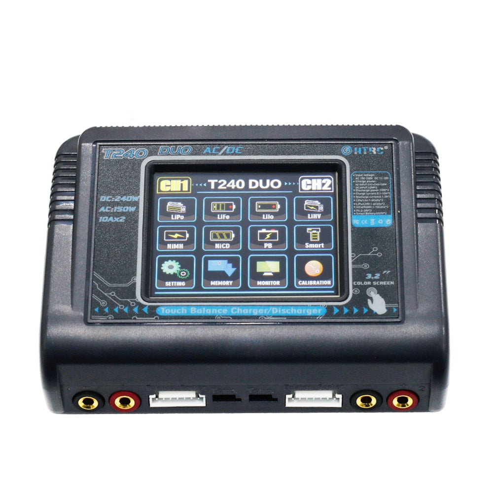 HTRC T400/T240/T150 Lipo Charger - Dual Channel Touch Screen Balance Discharger AC 200W DC 400W Battery Charger For RC Model Toys