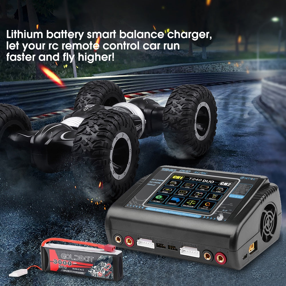 HTRC T240 Duo Lipo Charger - Battery Discharger Dual Channel AC 150W DC 240W Touch Screen RC Charger for Model Car Toy — изображение 10
