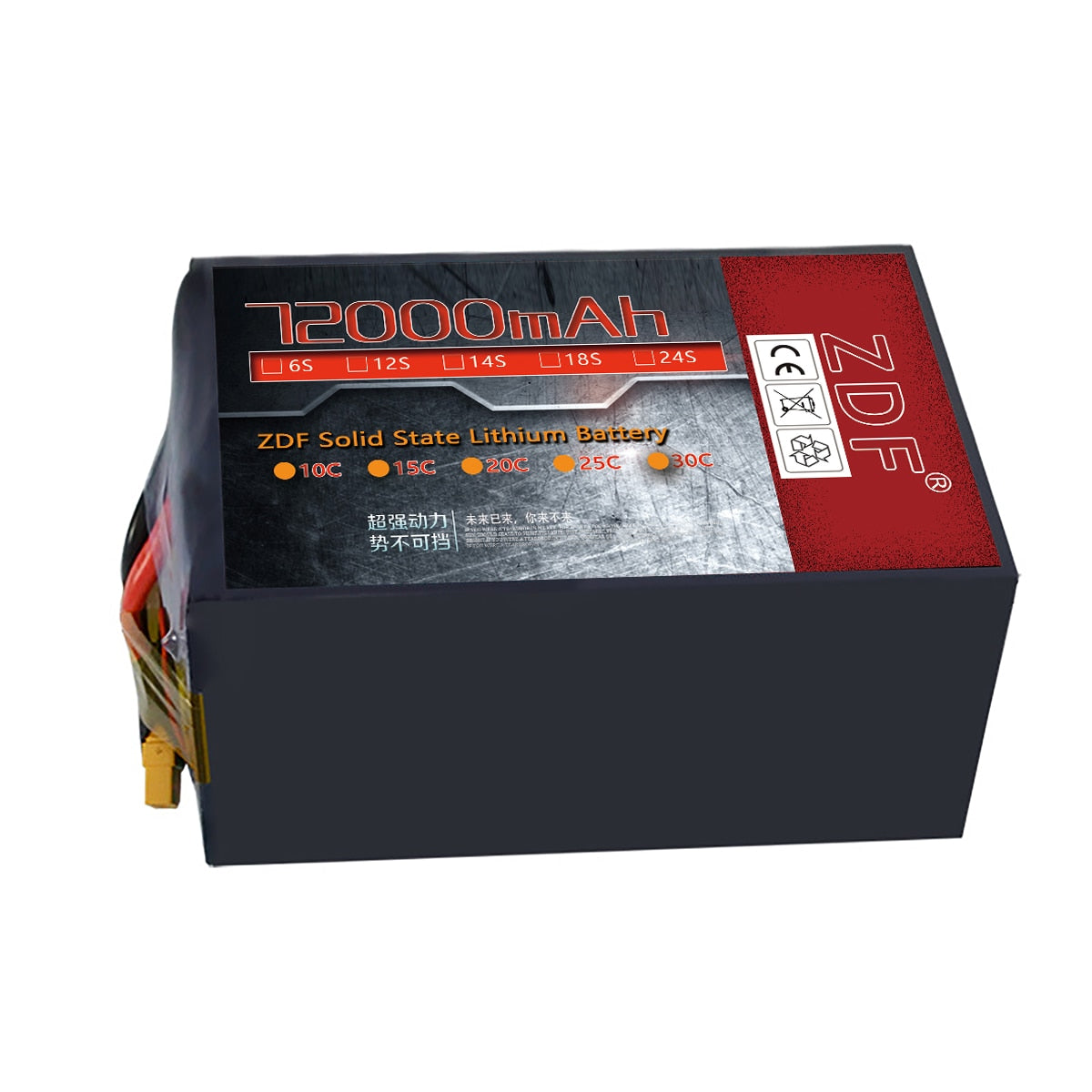 ZDF ultra-high Capacity high density single cell 4.45V solid-state battery 72000mah 6S 12S 14S 18S 24S Full Fast Charge 4C For UAV Agriculture Drone Battery