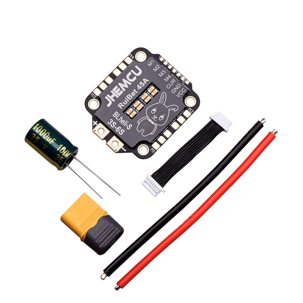 FPV Flight Controller Stack - JHEMCU RuiBet 45A/55A  BLHELI_S Dshot600 3-6S Brushless 4in1 ESC 30X30mm for FPV Freestyle Flight Controller Stack DIY Parts