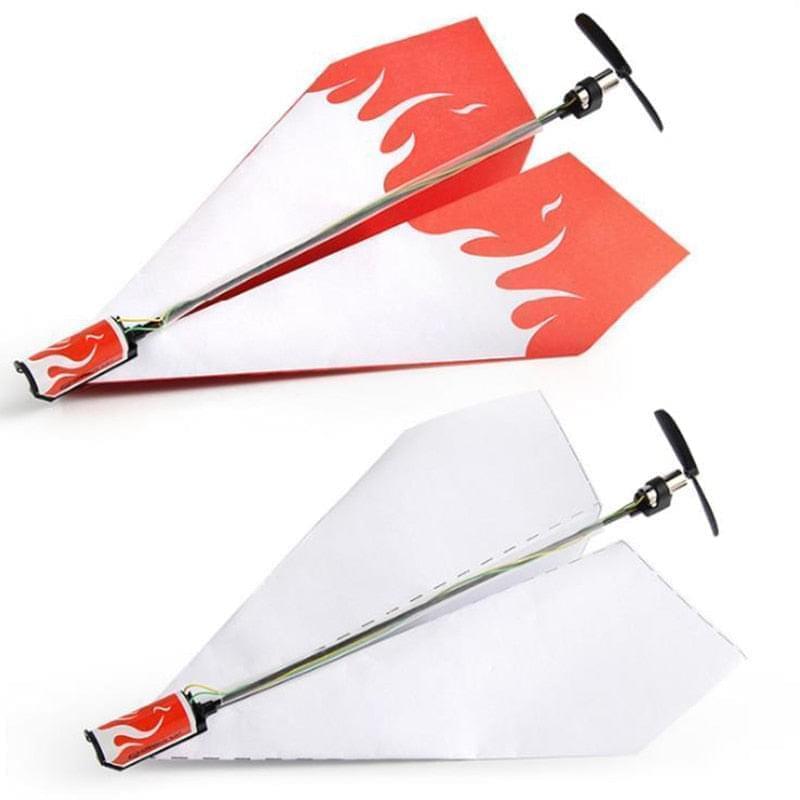 1pc Random Color Airplane Rc Folding Paper Model DIY Motor Power Rc Plane Kids Toy Airplane Model