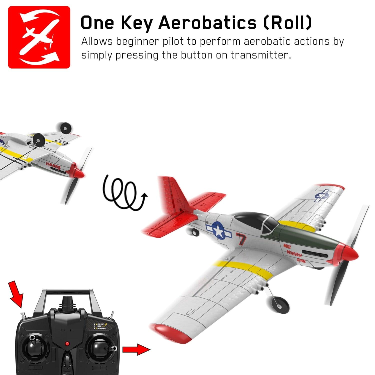 P51D RC Airplane - 2-Ch/4-Ch One-key Aerobatic RC Plane RTF Mustang Aircraft W/Xpilot Stabilization System (761-5 RTF) 6 P51D RC Airplane - 2-Ch/4-Ch One-key Aerobatic RC Plane RTF Mustang Aircraft W/Xpilot Stabilization System (761-5 RTF) — изображение 6