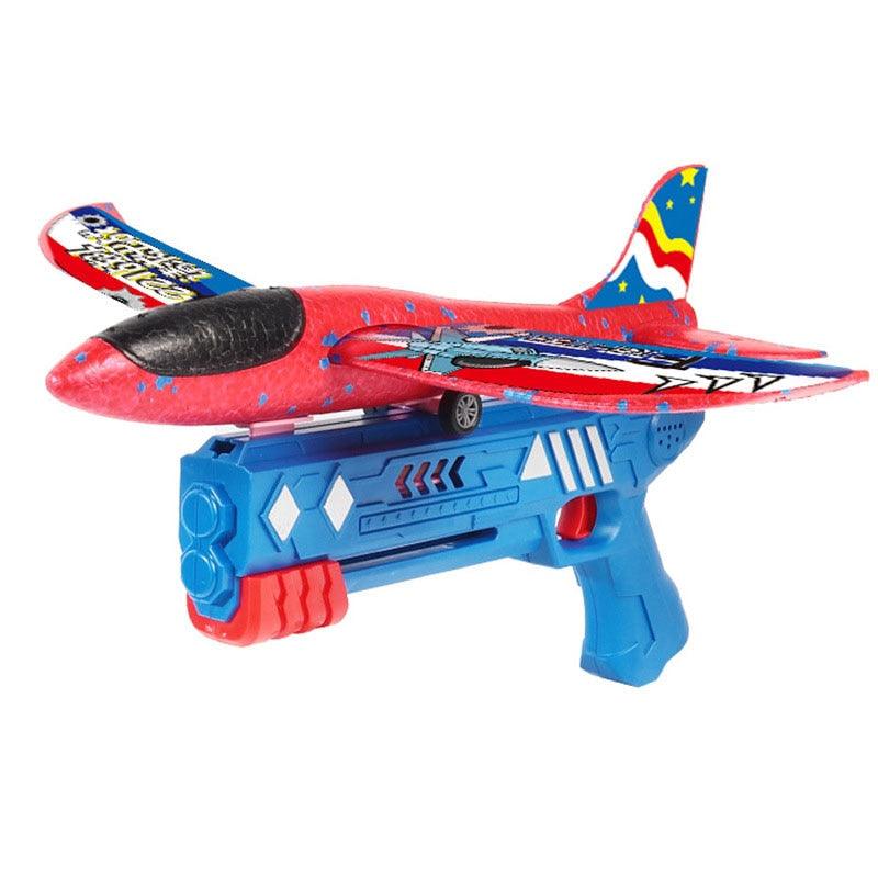 Airplane Launcher Toy - Foam Plane 10M Launcher Catapult Airplane Gun Toy Children Outdoor Game Bubble Model Shooting Fly Roundabout Toys