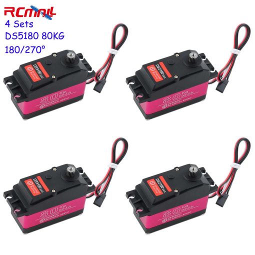 4X DSServo DS5180 -  7.4V 80KG Digital Metal Robotic Servo 180/270 Degree Waterproof IP66 with 25T Servo Arm Servo Motor — изображение 3