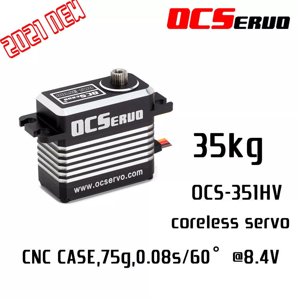 OCServo OCS-351HV - 8.4V 35kg.cm 73g 0.08S/60° Coreless Motor High Voltage High Torque Servo Steel Gear All CNC Case Waterproof 2 OCServo OCS-351HV - 8.4V 35kg.cm 73g 0.08S/60° Coreless Motor High Voltage High Torque Servo Steel Gear All CNC Case Waterproof - الصورة 2