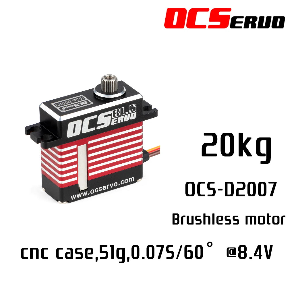 OCServo OCS-D2007 - 8.4V 20kg.cm 51g 0.07S/60° Brushless Motor High Torque Servo Steel Gear All CNC Case Mid Size BLS 2 OCServo OCS-D2007 - 8.4V 20kg.cm 51g 0.07S/60° Brushless Motor High Torque Servo Steel Gear All CNC Case Mid Size BLS — изображение 2