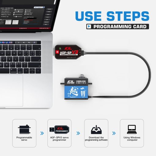 AGFRC A73CHLW Limit Edition - 32KG Digital Coreless High Torque 1/10 HV Programmable Waterproof Steering Servo for RC Car Boat 5 AGFRC A73CHLW Limit Edition - 32KG Digital Coreless High Torque 1/10 HV Programmable Waterproof Steering Servo for RC Car Boat - Image 5