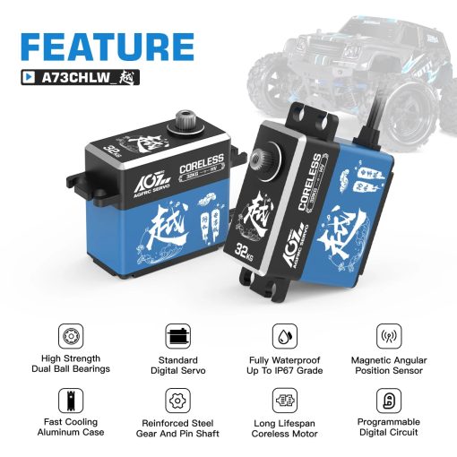 AGFRC A73CHLW Limit Edition - 32KG Digital Coreless High Torque 1/10 HV Programmable Waterproof Steering Servo for RC Car Boat 3 AGFRC A73CHLW Limit Edition - 32KG Digital Coreless High Torque 1/10 HV Programmable Waterproof Steering Servo for RC Car Boat - Image 3