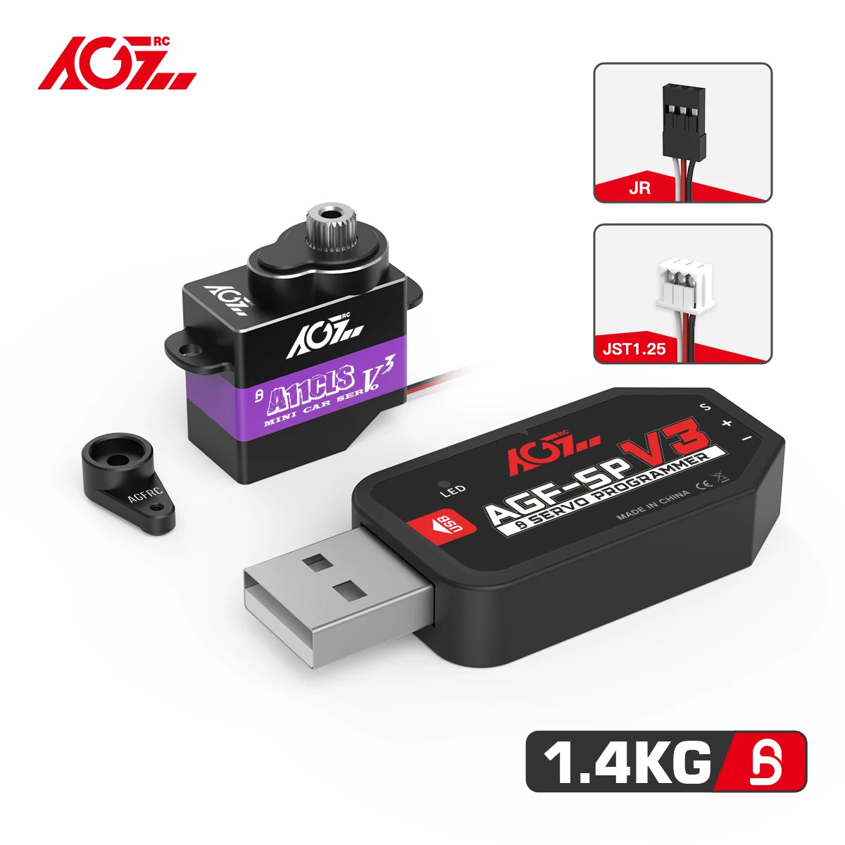 AGFRC A11CLS V3 - Racing Drift Kit Gyro Programmable Servo Super Speed 1.4KG Micro Servo For 1/28 1/24 1/18 RC Mini Z D Q Cars 2 AGFRC A11CLS V3 - Racing Drift Kit Gyro Programmable Servo Super Speed 1.4KG Micro Servo For 1/28 1/24 1/18 RC Mini Z D Q Cars — изображение 2