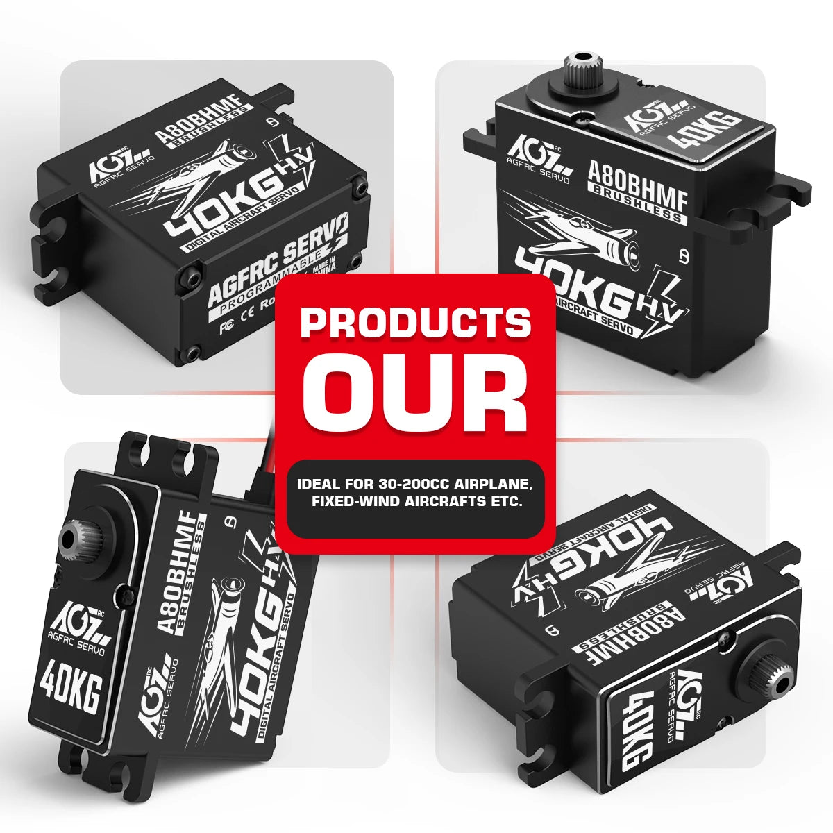 AGFRC A80BHMF - 40kg Aircraft Servo Programmable Steel + Titanium Gear Digital Brushless Standard Servo For 30-200CC RC Airplane 5 AGFRC A80BHMF - 40kg Aircraft Servo Programmable Steel + Titanium Gear Digital Brushless Standard Servo For 30-200CC RC Airplane — изображение 5