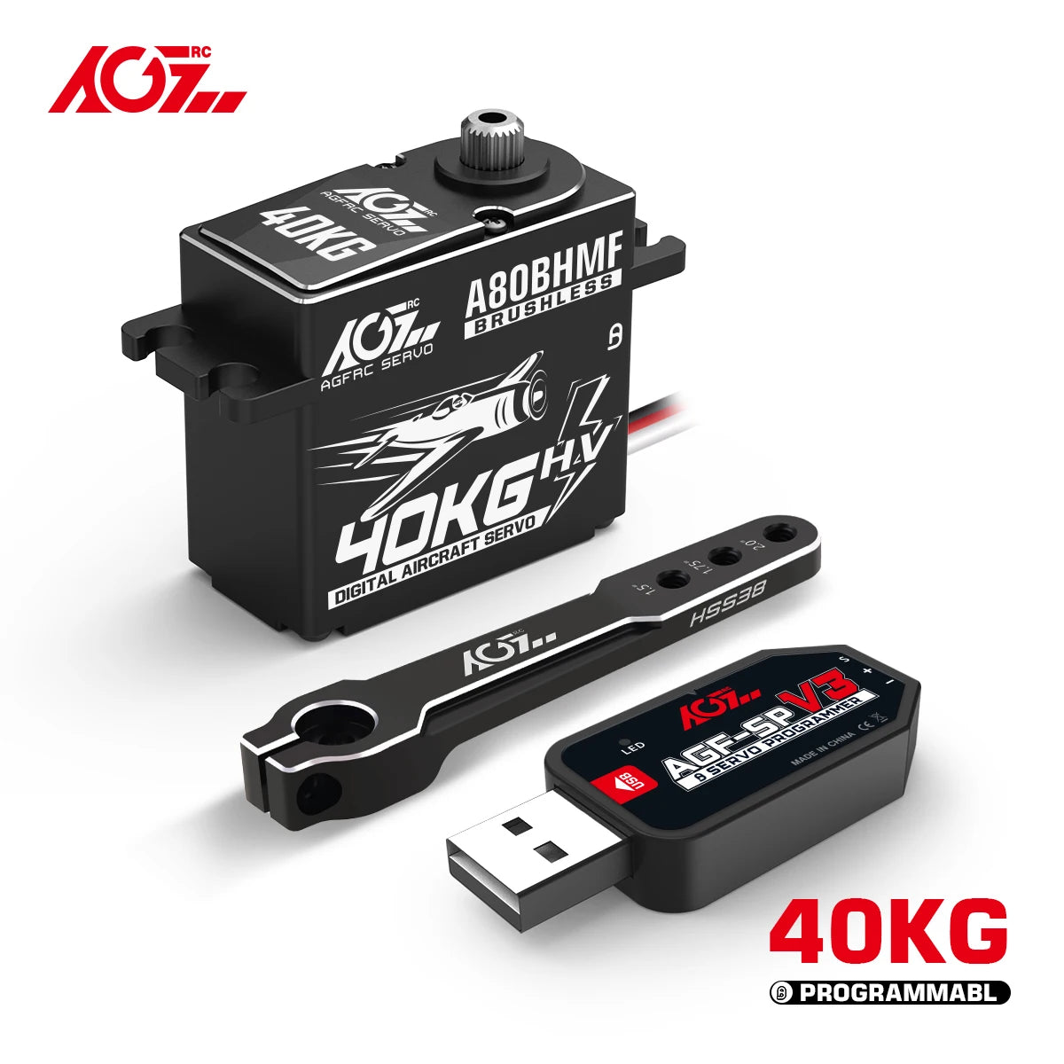 AGFRC A80BHMF - 40kg Aircraft Servo Programmable Steel + Titanium Gear Digital Brushless Standard Servo For 30-200CC RC Airplane 2 AGFRC A80BHMF - 40kg Aircraft Servo Programmable Steel + Titanium Gear Digital Brushless Standard Servo For 30-200CC RC Airplane — изображение 2