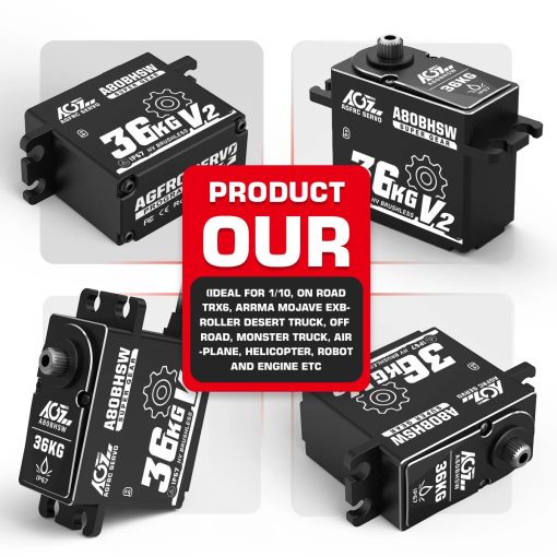 AGFRC A80BHSW V2 - 36KG Waterproof High Torque Hi-Speed Brushless RC Steering Servo Motor For 1/10 Off Road RC Car Truck Airplane 4 AGFRC A80BHSW V2 - 36KG Waterproof High Torque Hi-Speed Brushless RC Steering Servo Motor For 1/10 Off Road RC Car Truck Airplane - Image 4