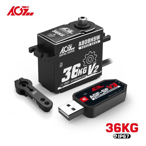 AGFRC A80BHSW V2 - 36KG Waterproof High Torque Hi-Speed Brushless RC Steering Servo Motor For 1/10 Off Road RC Car Truck Airplane 3 AGFRC A80BHSW V2 - 36KG Waterproof High Torque Hi-Speed Brushless RC Steering Servo Motor For 1/10 Off Road RC Car Truck Airplane - Image 3