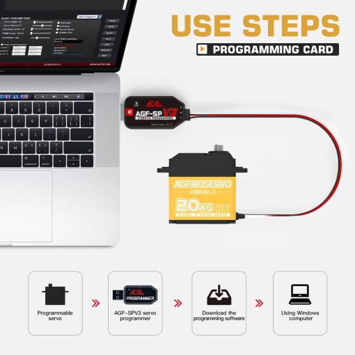 AGFRC B53DHN - Fast Speed 20KG Titanium Gear HV Programmable Digital DC Servo Motor for RC Car Part airplane Robot Boat Models — изображение 7