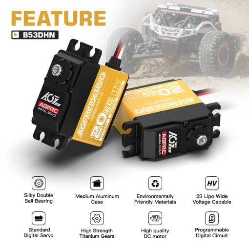 AGFRC B53DHN - Fast Speed 20KG Titanium Gear HV Programmable Digital DC Servo Motor for RC Car Part airplane Robot Boat Models — изображение 3