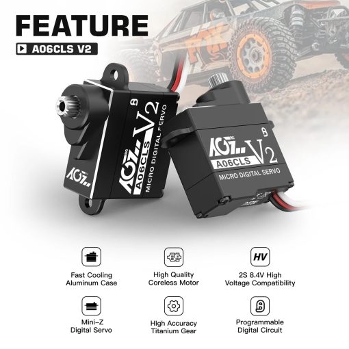 AGFRC A06CLS V2 Black Aluminum Case - 6g Titanium Gear 3KG Micro Digital Coreless Servo For Mini Z Car GLR GLA MRZ Airplane RC F3P — изображение 3