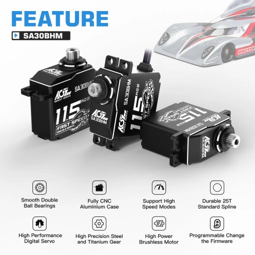 AGFRC SA30BHM - 11.5KG HV High Speed Programmable Motor Brushless Mini Smart Steering RC Servo for 1/12 1/16 RC Car Rock Crawler — изображение 3