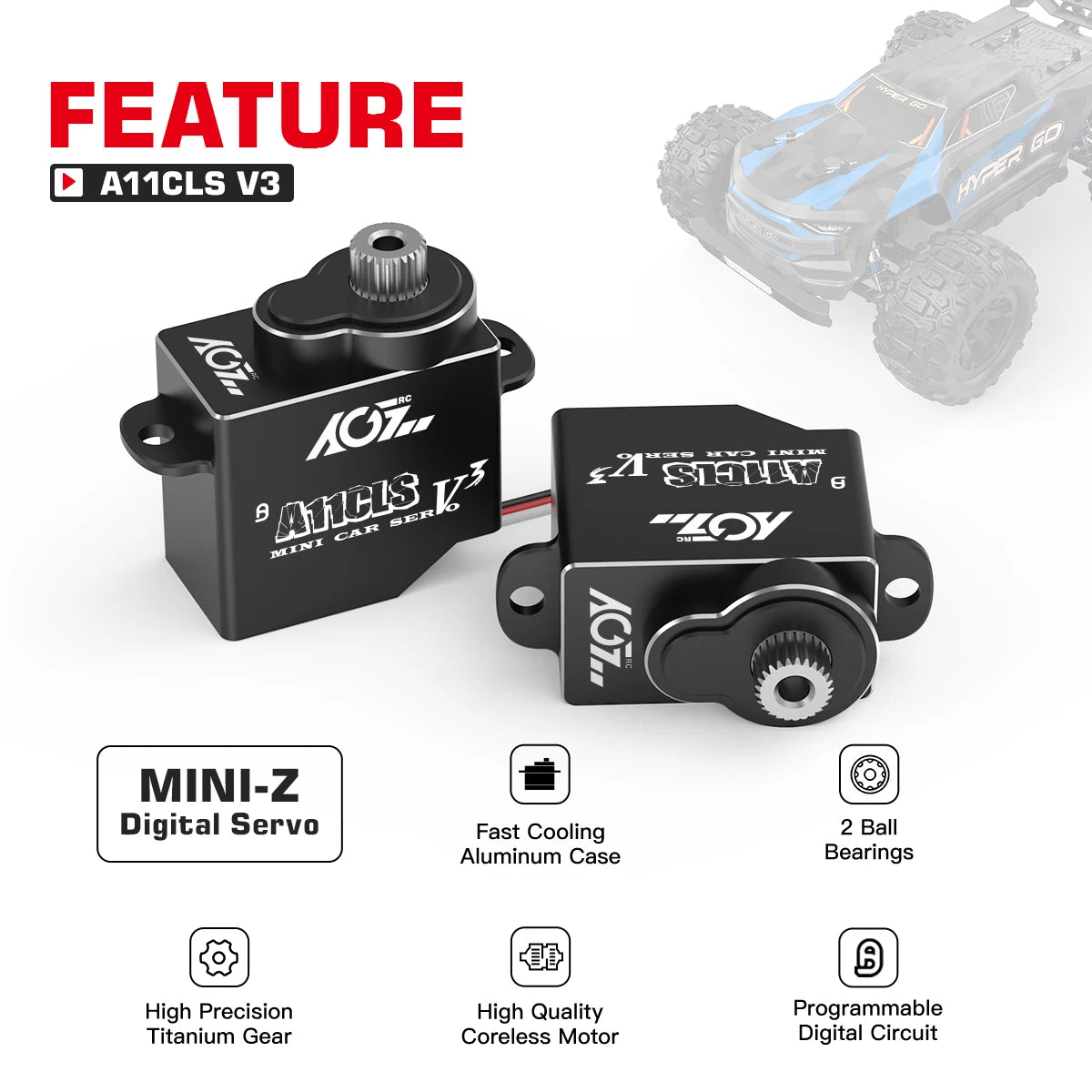 AGFRC A11CLS V3 - Micro Digital servo Super Speed 1.4KG Coreless Programmable motor Servo For 1/28 1/27 1/24 1/18 Mini Z Cars Boat 3 AGFRC A11CLS V3 - Micro Digital servo Super Speed 1.4KG Coreless Programmable motor Servo For 1/28 1/27 1/24 1/18 Mini Z Cars Boat — изображение 3