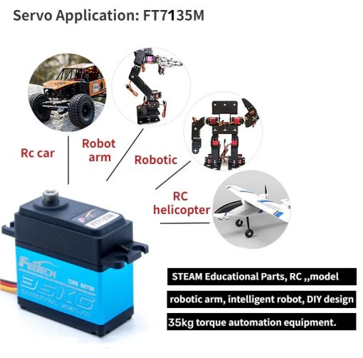 Feetech FT7135M - 35KG 180 Degree Digital Servo Metal Gear Waterproof Servo DS3235 Baja Servo Metal Arm for 1/8 1/10 1/12 RC Cars 5 Feetech FT7135M - 35KG 180 Degree Digital Servo Metal Gear Waterproof Servo DS3235 Baja Servo Metal Arm for 1/8 1/10 1/12 RC Cars - Image 5