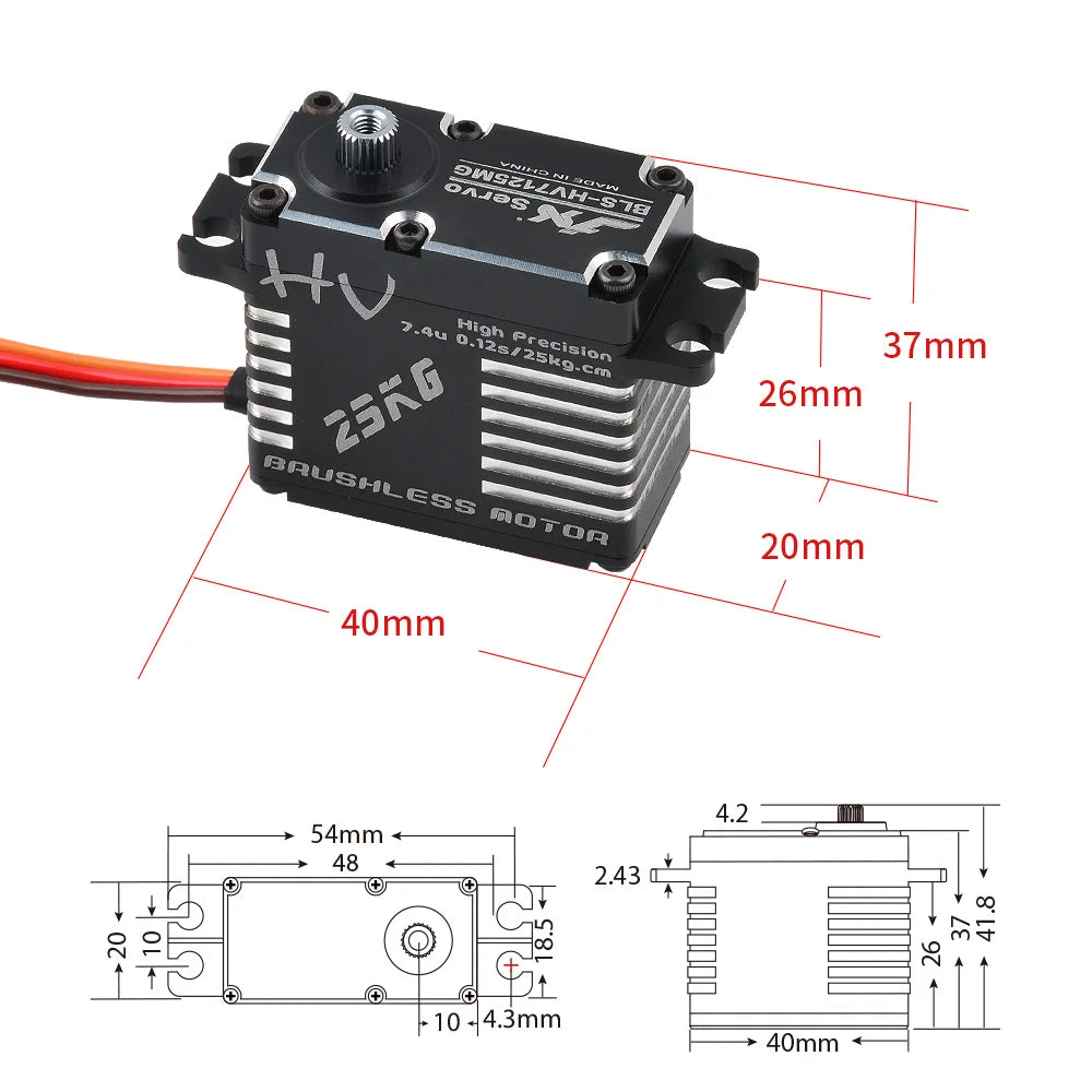 JX Servo BLS-HV7125MG - 7.4V 25KG Brushless High Precision Steel Gear Full CNC Digital Servo For RC Car 4 JX Servo BLS-HV7125MG - 7.4V 25KG Brushless High Precision Steel Gear Full CNC Digital Servo For RC Car — изображение 4