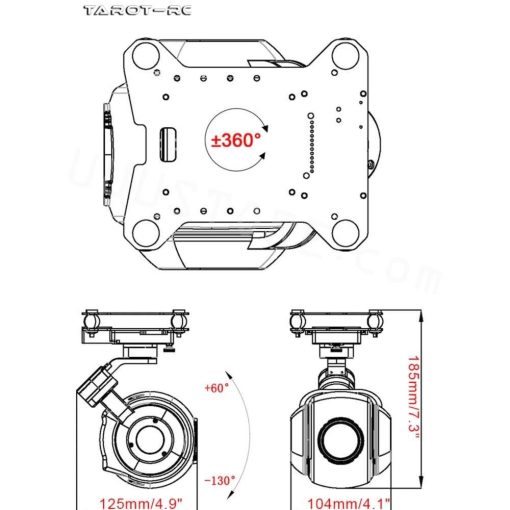 Tarot T26X-NET 2MP 26X Gimbal Camera Optical Zoom Gimbal Network Output One-Button Downward Facing — изображение 6