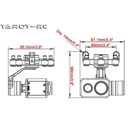 Tarot TL3T21 3-Axis Brushless Gimbal 640*512 Thermal Imaging Camera & Visible Light Camera 3-6S Input S-Bus PWM Receiver - Image 6