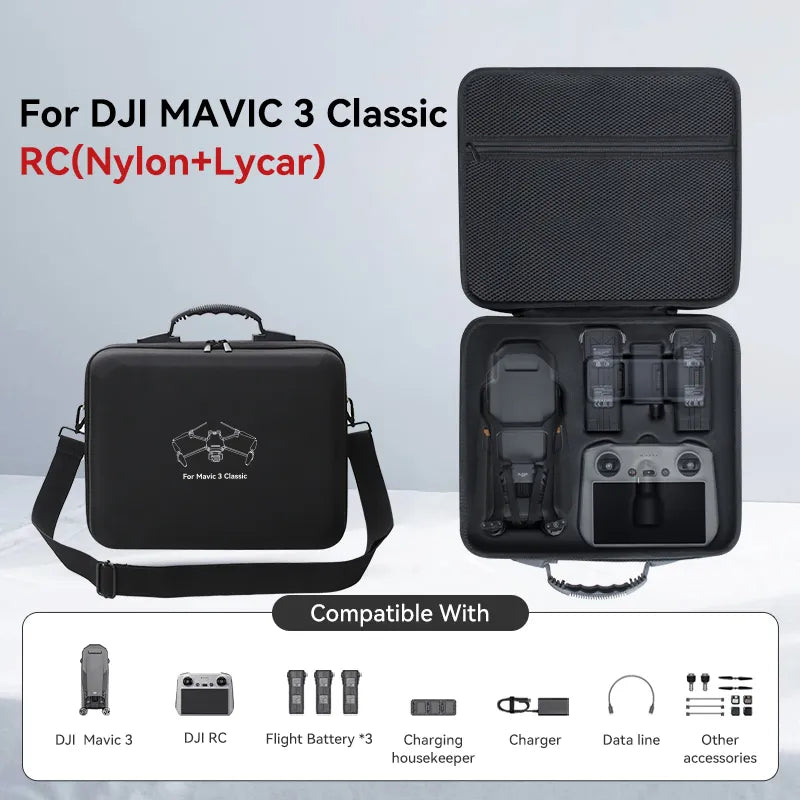 Storage Bag Suitable for DJI Mavic 3 Classic - Portable Carrying Case Drone Accessories Nylon Hard Shell Shoulder Bag - Image 11