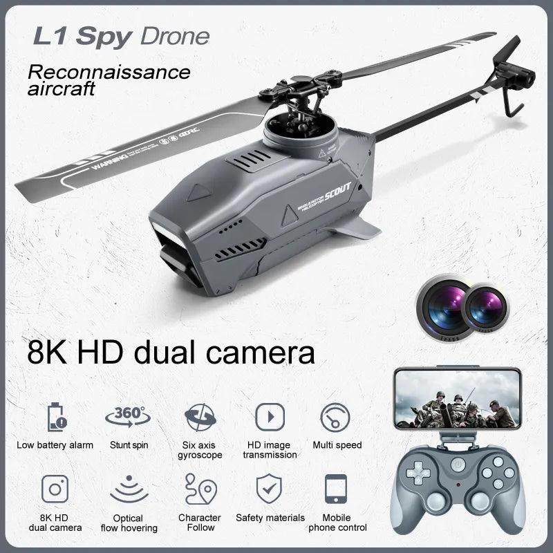 L1 RC Helicopter - 8K Professional HD Dual Camera Remote Control Toy Optical Flow Localization Quadcopter RC Toy Kids Gift 7 L1 RC Helicopter - 8K Professional HD Dual Camera Remote Control Toy Optical Flow Localization Quadcopter RC Toy Kids Gift - Image 7