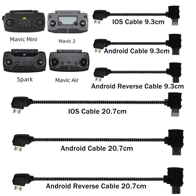 Data Cable for DJI Mavic Pro/Mini/SE/Air/2 Pro Zoom/Spark Drone Remote Controller Tablet Phone Type-C Micro-USB IOS Cable 2 Data Cable for DJI Mavic Pro/Mini/SE/Air/2 Pro Zoom/Spark Drone Remote Controller Tablet Phone Type-C Micro-USB IOS Cable - Image 2