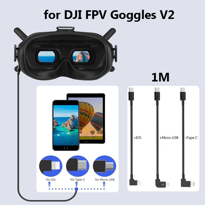 1m Data Cable for DJI FPV Goggles V2 - Phone Tablet Micro-USB Type-C IOS Connector Transmission Line Flight Glasses Wire 2 1m Data Cable for DJI FPV Goggles V2 - Phone Tablet Micro-USB Type-C IOS Connector Transmission Line Flight Glasses Wire - Image 2