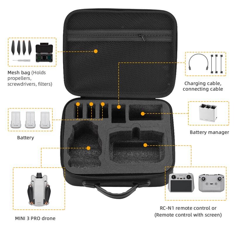 Storage Case Portable Suitcase For DJI Mini 3 Pro - Carrying Case Shoulder Bag for DJI Mini 3 Drone Smart Controller Accessories 4 Storage Case Portable Suitcase For DJI Mini 3 Pro - Carrying Case Shoulder Bag for DJI Mini 3 Drone Smart Controller Accessories - Image 8